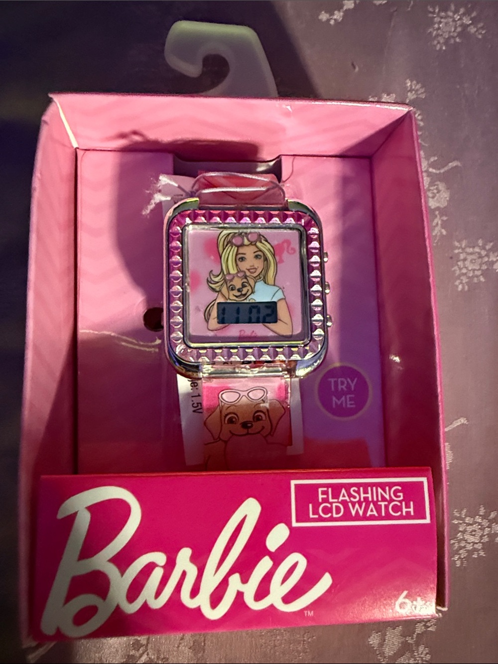 Barbie Pink Jeweled Square Digital Watch